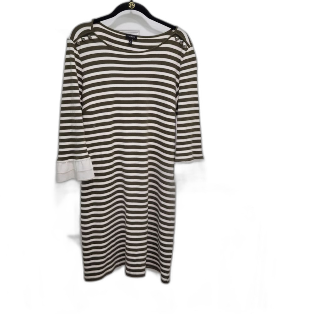 Talbots Striped Olive and Cream Dress